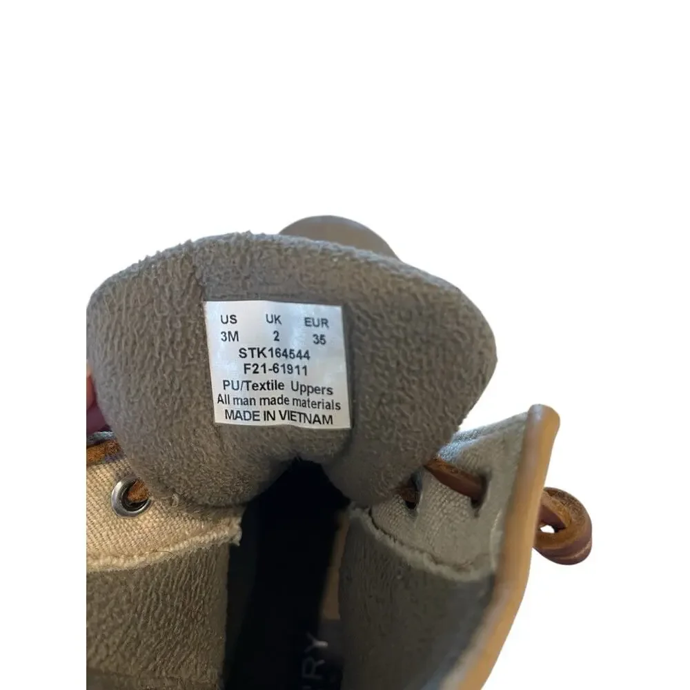Sperry Top-Sider Kids Duck Boots Size 3M Gray Rubber Beige Canvas Side Zip